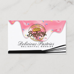 Carte De Visite Fouet   Glaçage rose et paillettes