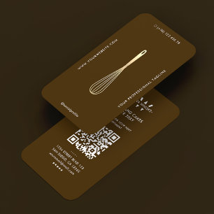 Carte De Visite Fouet marron minimal Chef Boulanger Traiteur Pâtis