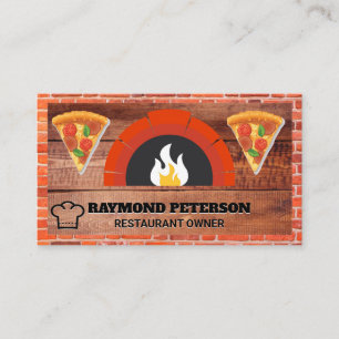 Carte De Visite Four en brique de feu Bois Pizza Slices