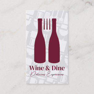 Carte De Visite Fourchette Bouteilles de Vin Logo Cuisine de Res