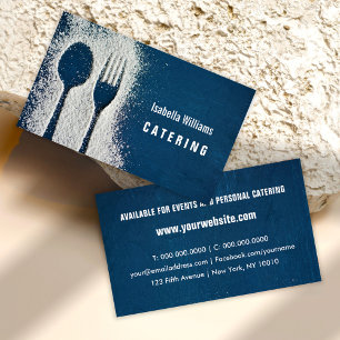 Carte De Visite Fourchette en sucre bleu marine Traiteur, Restaura