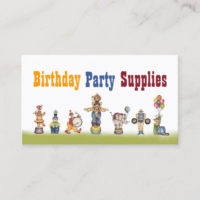Carte De Visite Fournitures de fête d'anniversaire Location de déc (Devant)