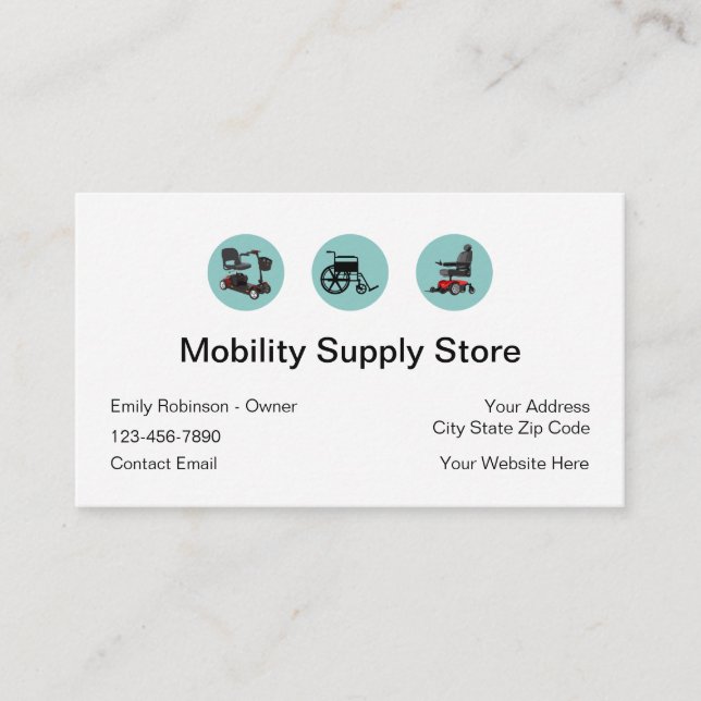 Carte de visite Fournitures de mobilité Médicale (Devant)
