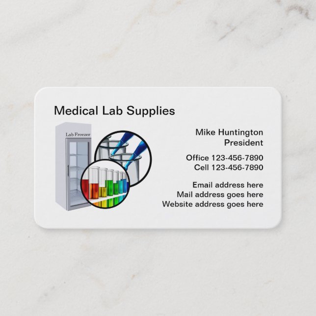 Carte De Visite Fournitures d'équipement de laboratoire Médicale (Devant)
