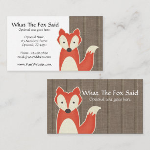 Carte De Visite Fox rouge sur la boutique des enfants rustiques en