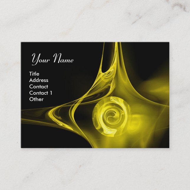 Carte De Visite FRACTAL ROSE 1 jaune vif noir (Devant)