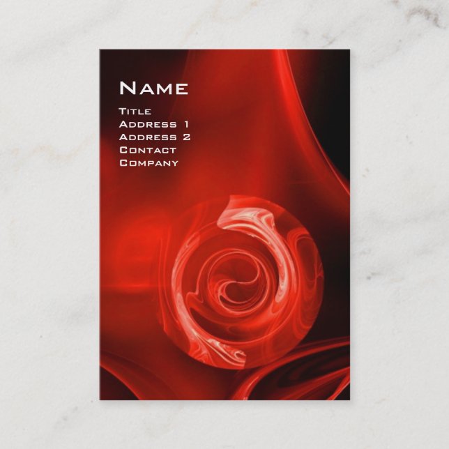 Carte De Visite FRACTAL ROSE 4 MONOGRAS rouge vif noir blanc (Devant)