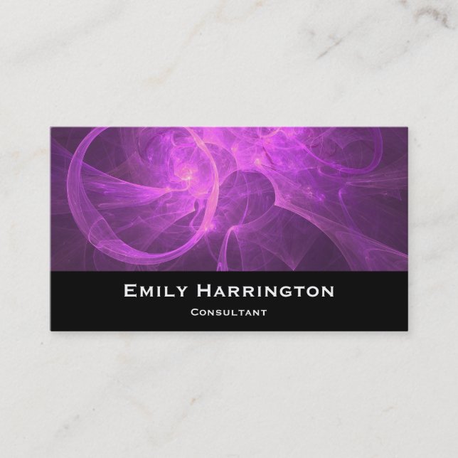 Carte De Visite Fractale Abstraite rose et violet avec cercles (Devant)