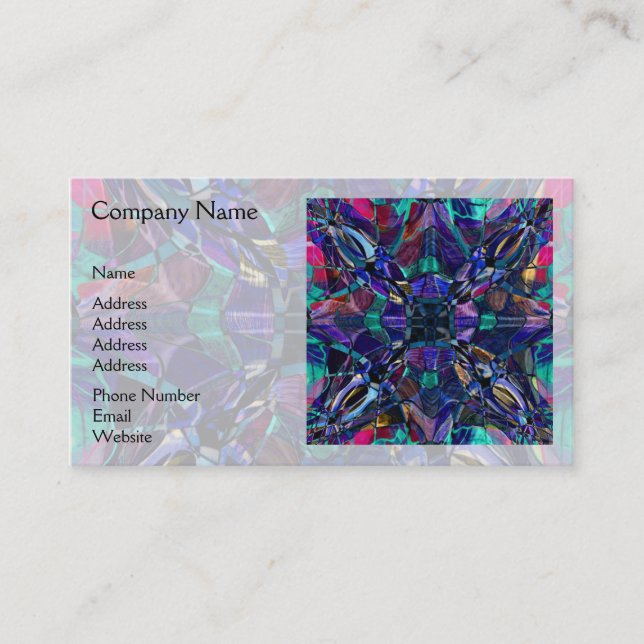 Carte De Visite Fractale bleue de kaléidoscope (Devant)