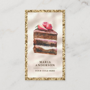 Carte De Visite Fraise Chocolat Gâteau Tranché Chef pâtisserie Bou
