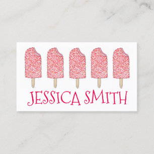 Carte De Visite Fraise Eclair Crème glacée Popsicles roses Foin