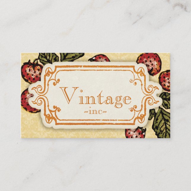 Carte De Visite Fraise rétro vintage (Devant)