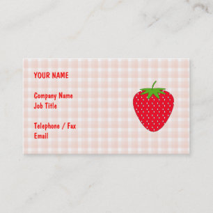 Carte De Visite Fraise rouge sur le contrôle de guingan
