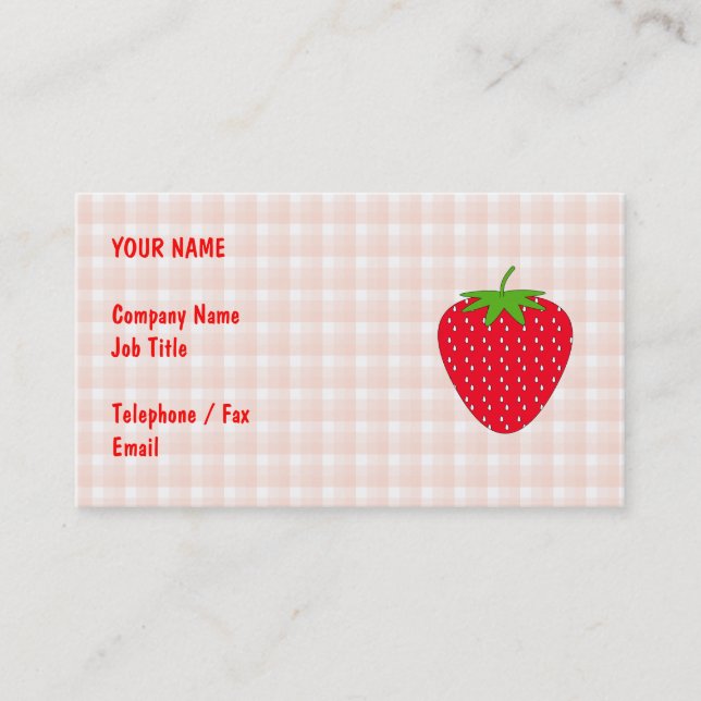 Carte De Visite Fraise rouge sur le contrôle de guingan (Devant)