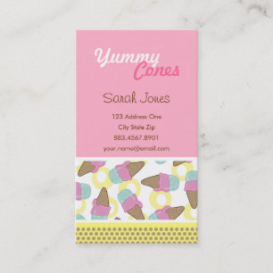 Carte De Visite Fraise Sucrée rétro + Dessert de crème glacée à la