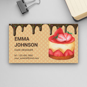 Carte De Visite Fraise sur mesure Anniversaire Gâteau Pâtisserie C