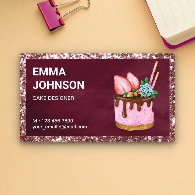 Carte De Visite Fraise sur mesure Anniversaire Pâtisserie Chef bou (Créateur téléchargé)