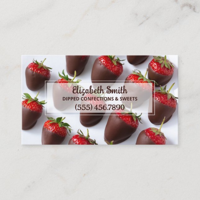 Carte De Visite Fraises couvertes de chocolat (Devant)