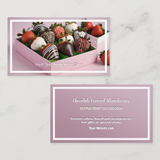 Carte De Visite Fraises de chocolat (Devant / Derrière)