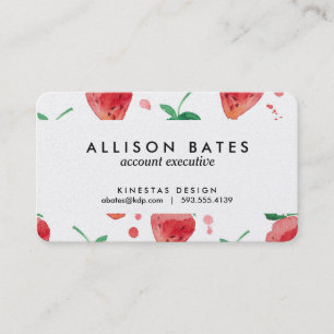 Carte De Visite Fraises rose et baies peintes par rouge
