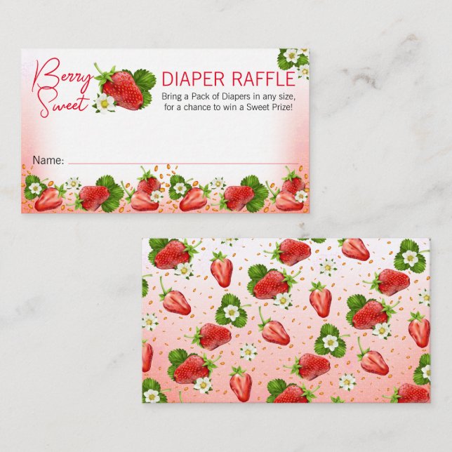 Carte De Visite Framboise Baby shower sucré Brochure (Devant / Derrière)