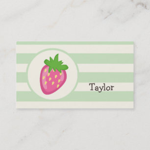 Carte De Visite Framboise rose; Grandes vertes pastel