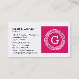 Carte De Visite Framboise Wht Grille Grecque Cadre De Rand Premier