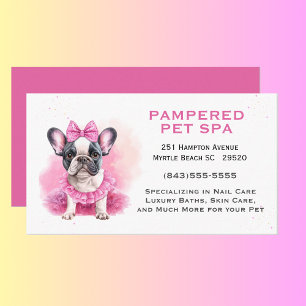 Carte De Visite Français Bulldog Pink Groomer Spa