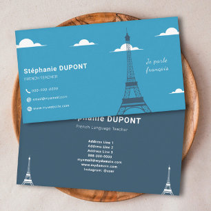 Carte De Visite Français Teacher bleu