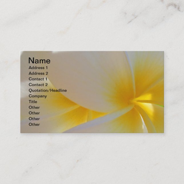 Carte De Visite Frangipani hawaïen (Devant)