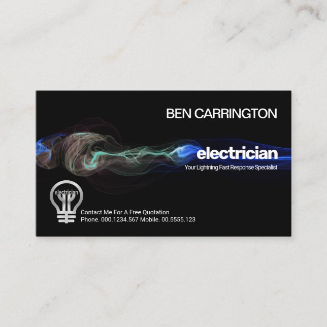 Carte De Visite Frappe éclair électrique stupéfiante Électricien (Devant)