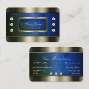 Carte De Visite Frapper les bordures Chrome Vert Bleu Marbre Motif