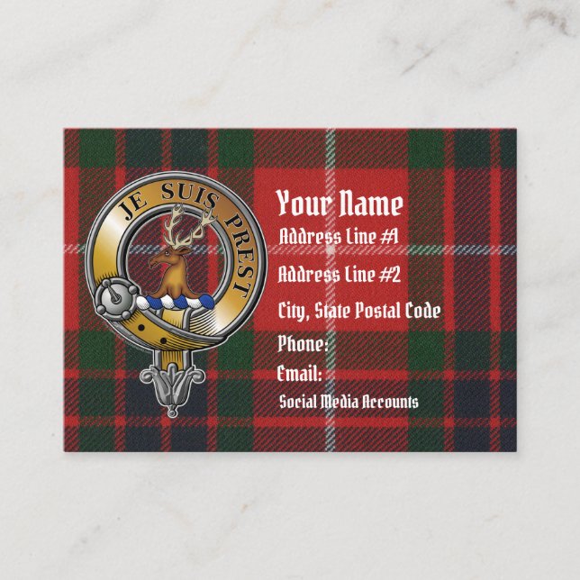 Carte De Visite Fraser Lovat Tartan & Badge (Devant)
