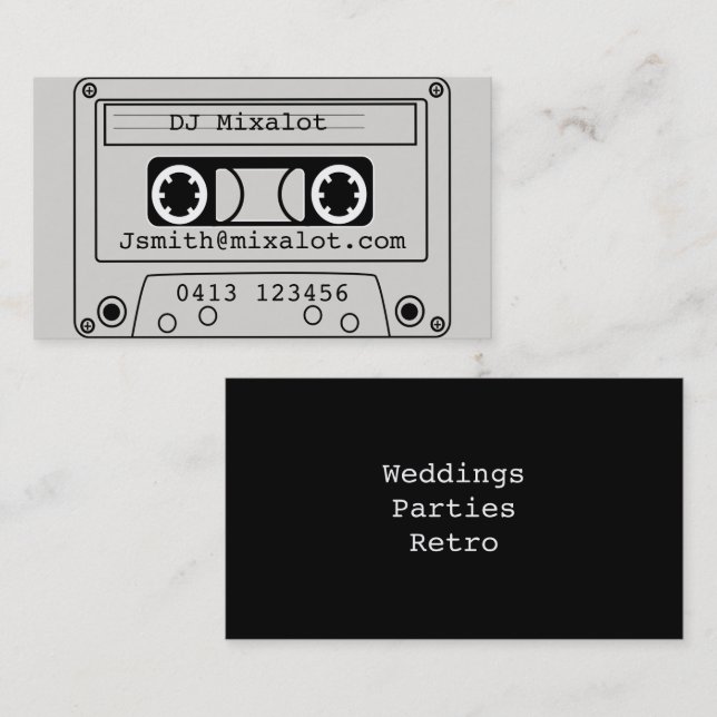 Carte De Visite Freelance DJ Disk Jockey partie musique rétro (Devant / Derrière)