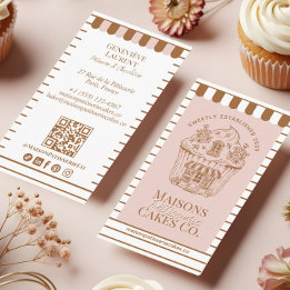 Carte De Visite French Bakery Hand Drawn Cupcake Pastry Cake Shop