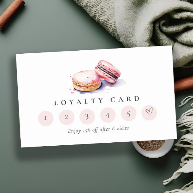 Carte De Visite French Macarons Bakery 6 Punch Loyalty Card (Créateur téléchargé)