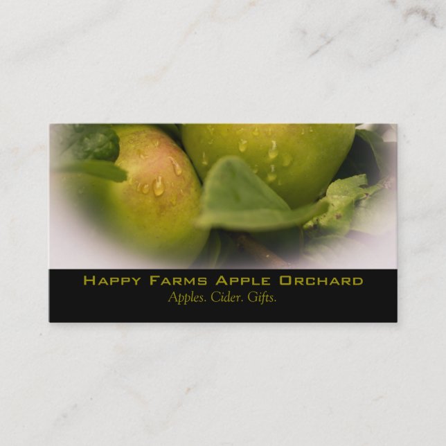 Carte De Visite Fresh Green Apples with Misty Border (Devant)