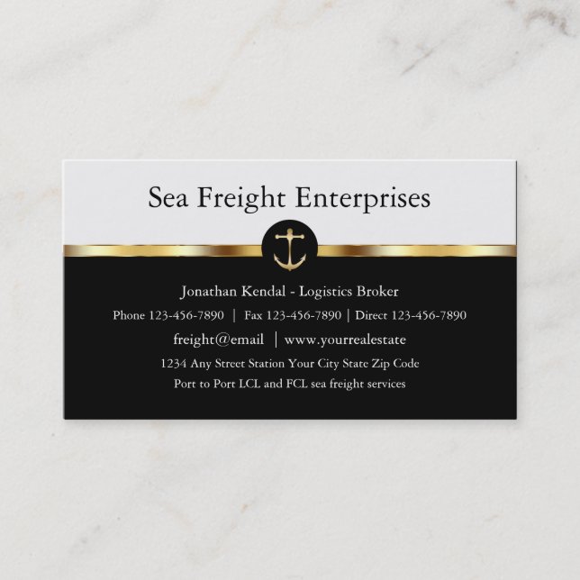 Carte De Visite Fret maritime chic (Devant)