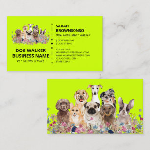 Carte De Visite Friandises pour chien maison vert néon Boulangerie