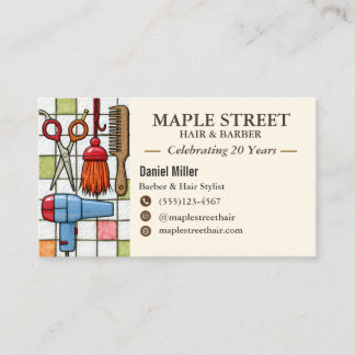Carte De Visite Friendly Barber and Hair Stylist Business Card