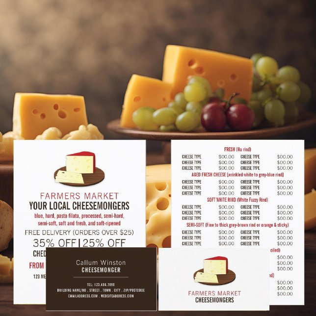 Carte De Visite Fromage à bord, Cheesemonger (Créateur téléchargé)