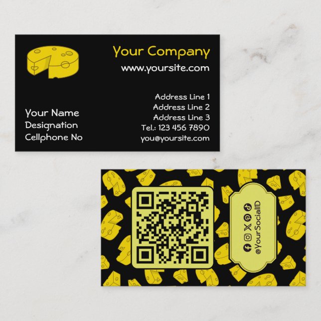 Carte De Visite Fromage jaune (Devant / Derrière)