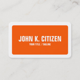 Carte De Visite Frontière arrondie de coins orange simple et blanc