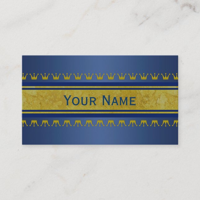 Carte De Visite Frontière d'or de couronnes + votre texte et (Devant)