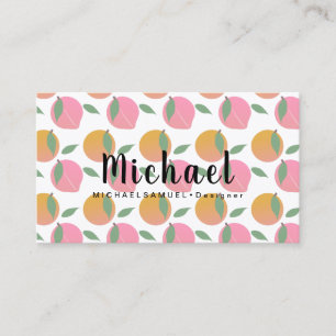 Carte De Visite Fruit Pêche Orange Intérieur Coiffeur Salon Design