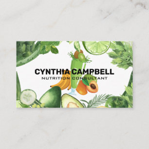 Carte De Visite Fruit Vegetable Green Shake   Nutritionniste