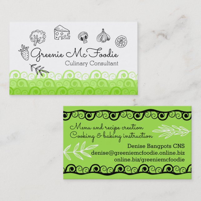 Carte De Visite Fruit végétal bio chef nutritionniste (Devant / Derrière)