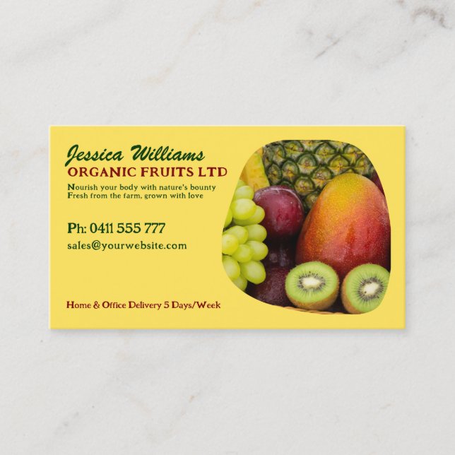Carte De Visite Fruits bio Fruits frais Vibrant Conception avec co (Devant)