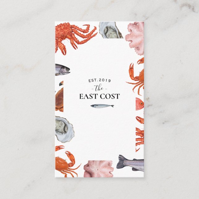 Carte De Visite fruits de mer, BBQ de poissons et restaurant de (Devant)