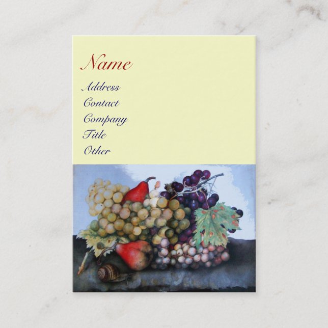 CARTE DE VISITE FRUITS DE SAISON 1 - RAISONS ET PEARS (Devant)